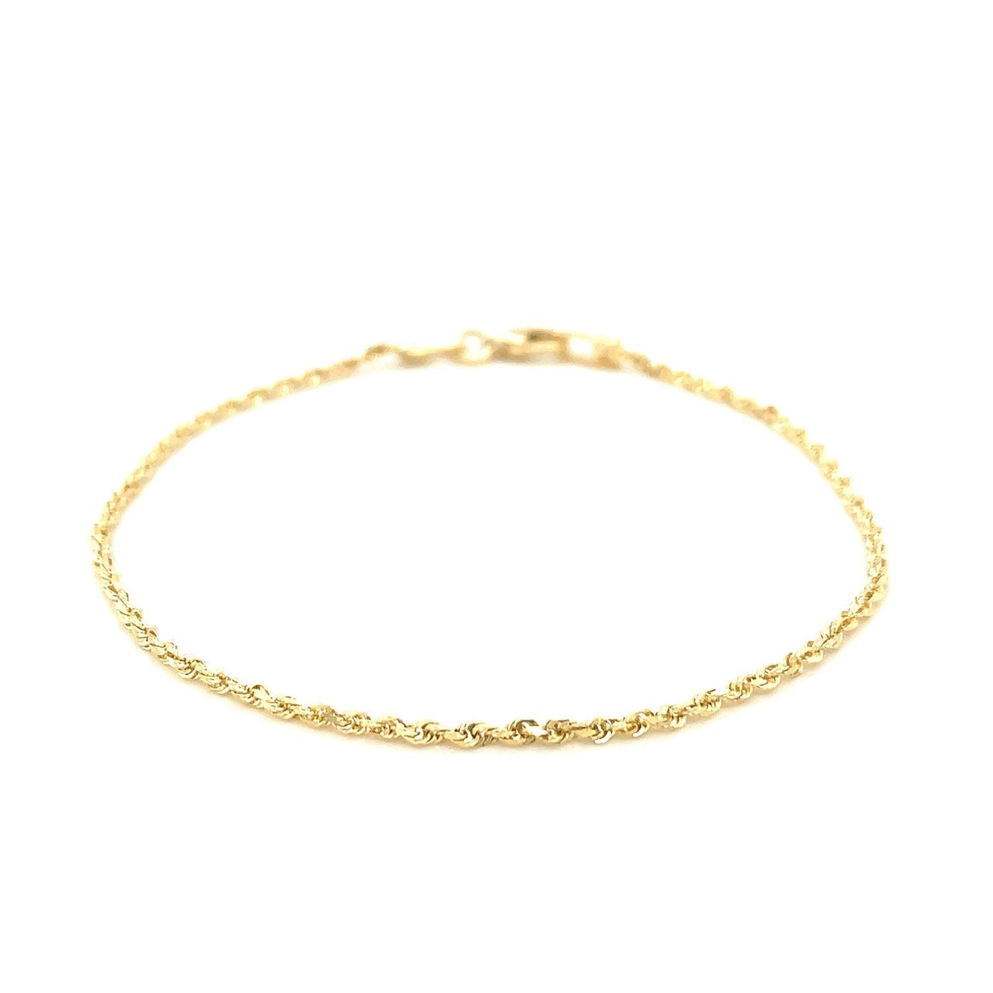 10k Yellow Gold Solid Diamond Cut Rope Bracelet 1.5mm Bids.com