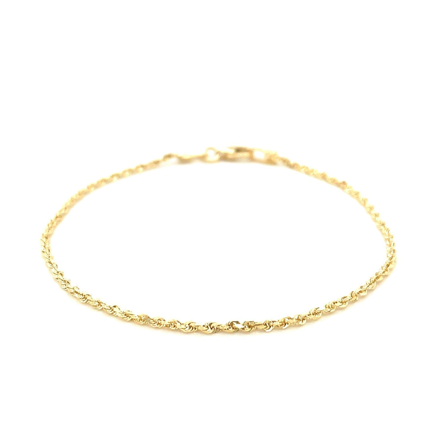 10k Yellow Gold Solid Diamond Cut Rope Bracelet 1.5mm Bids.com