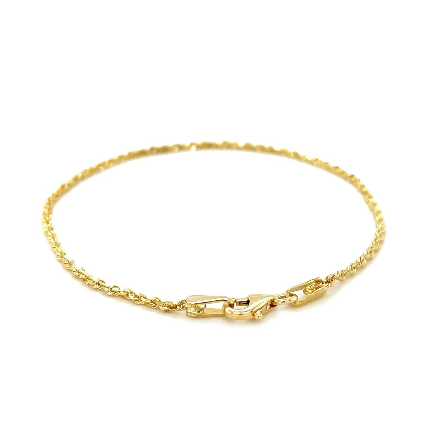 10k Yellow Gold Solid Diamond Cut Rope Bracelet 1.5mm Bids.com