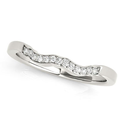 14k White Gold Wavy Style Diamond Wedding Ring (1/15 cttw) Bids.com