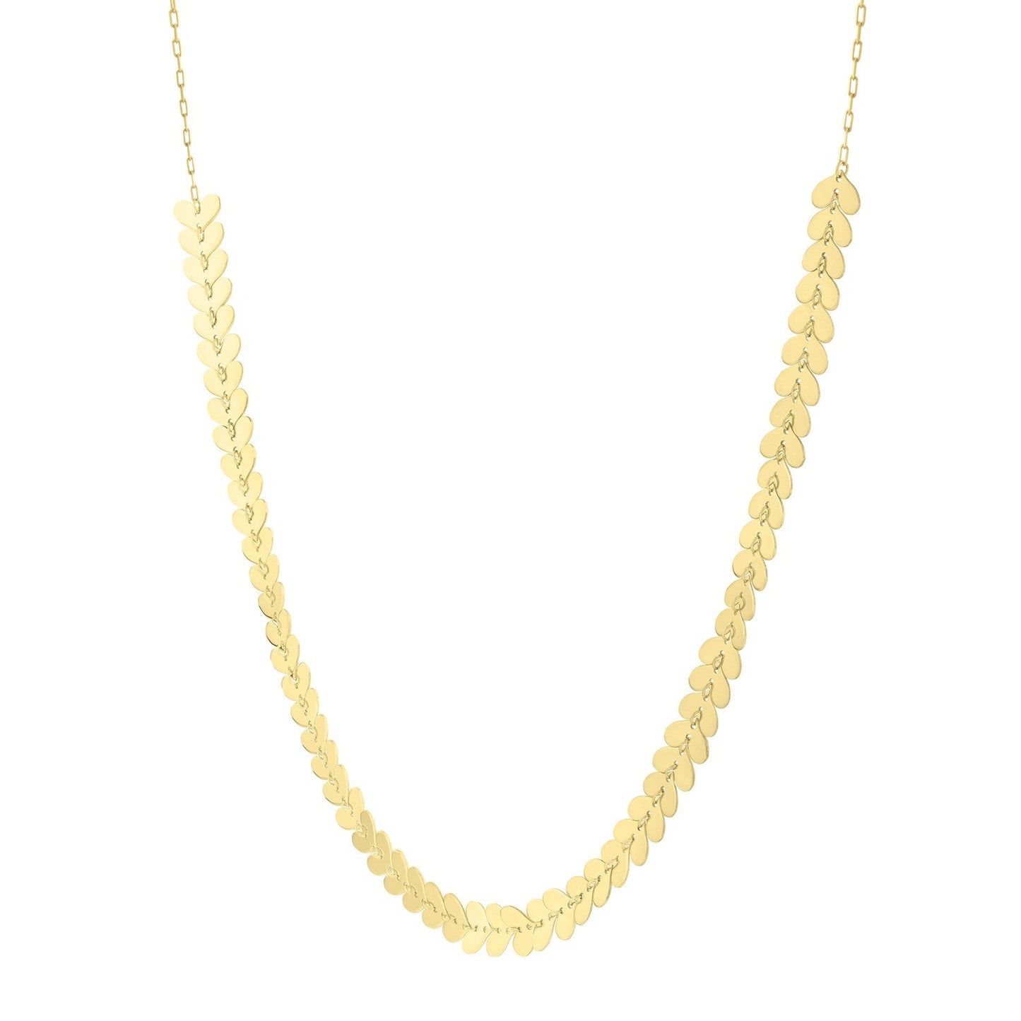 14k Yellow Gold Polished Heart Link Chain Necklace Bids.com