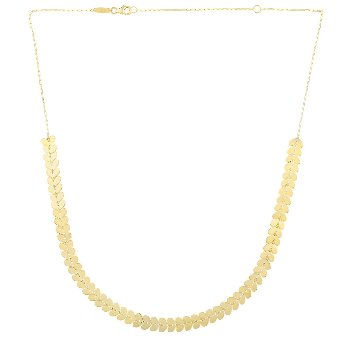14k Yellow Gold Polished Heart Link Chain Necklace Bids.com