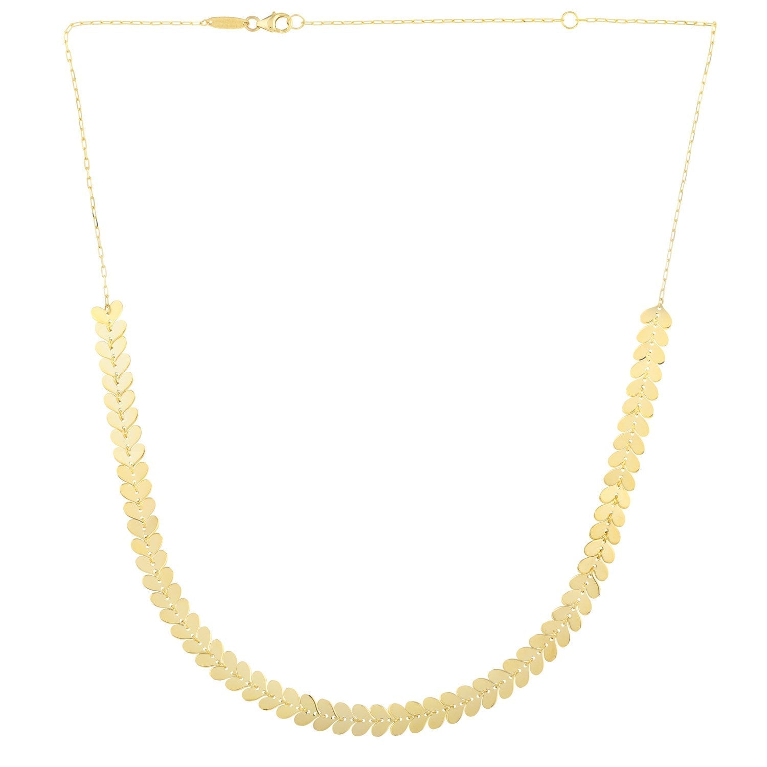 14k Yellow Gold Polished Heart Link Chain Necklace Bids.com