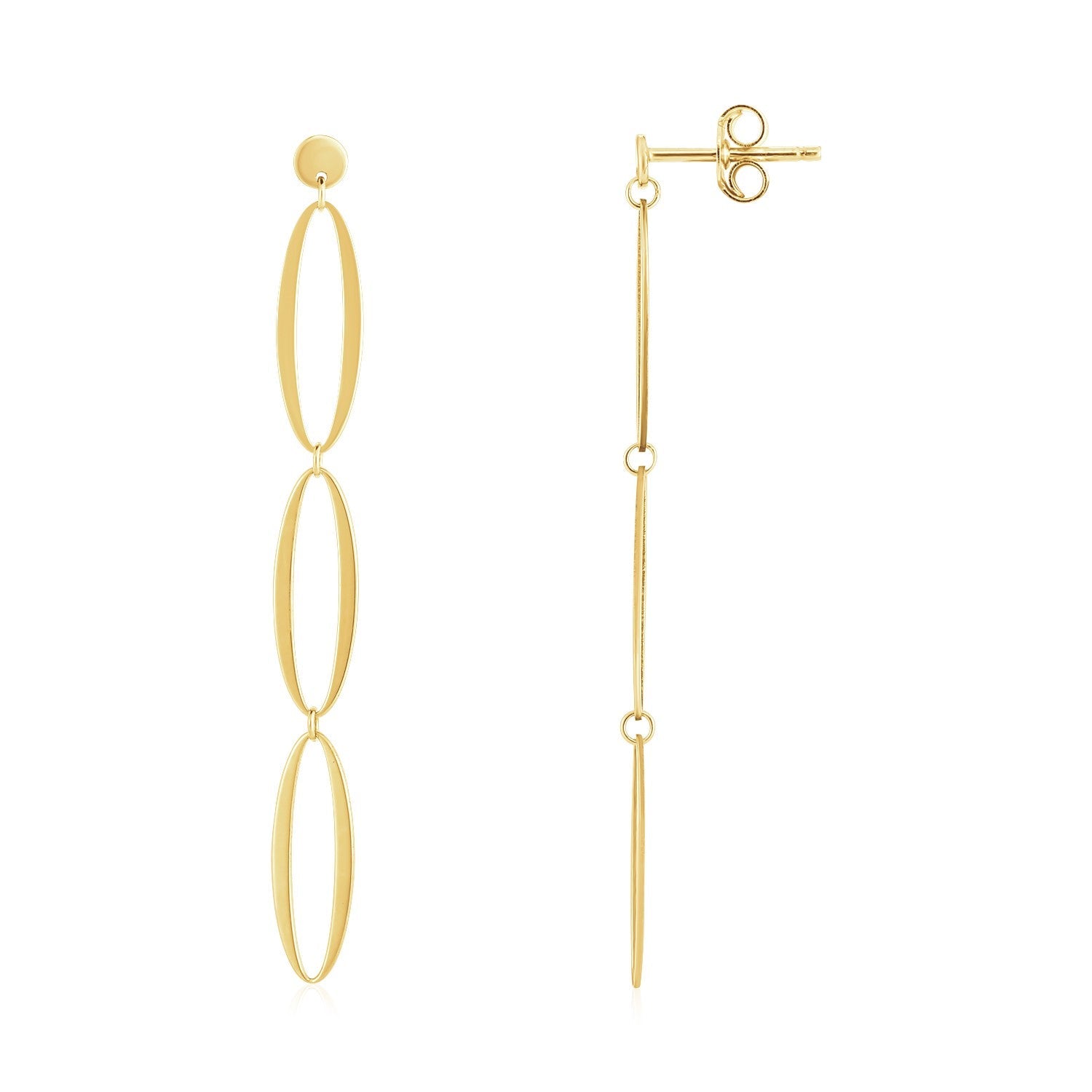 14K Yellow Gold Triple Oval Fancy Drop Earrings Bids.com