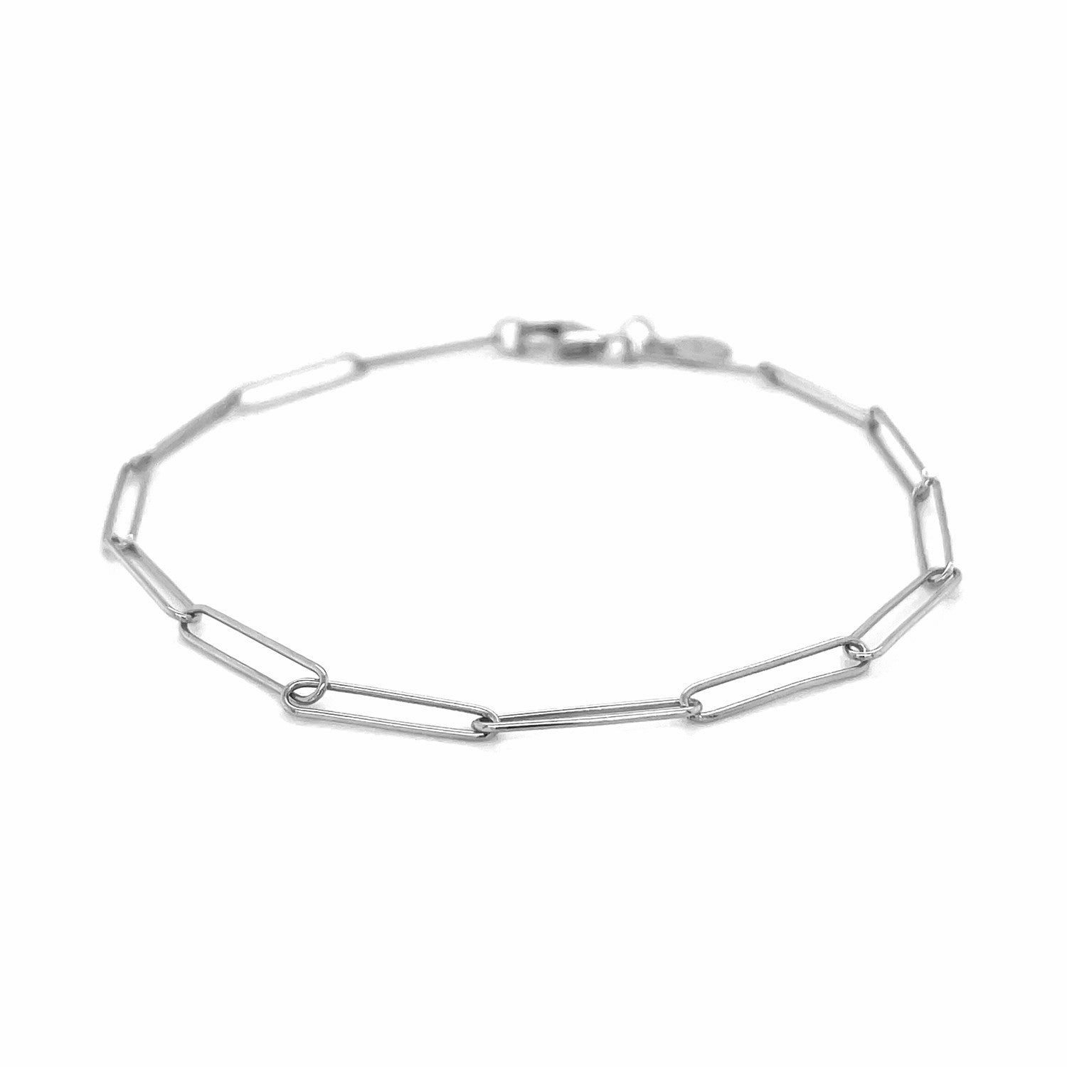 14k White Gold Wire Paperclip Bracelet (2.7mm) Bids.com