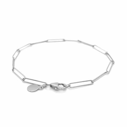 14k White Gold Wire Paperclip Bracelet (2.7mm) Bids.com