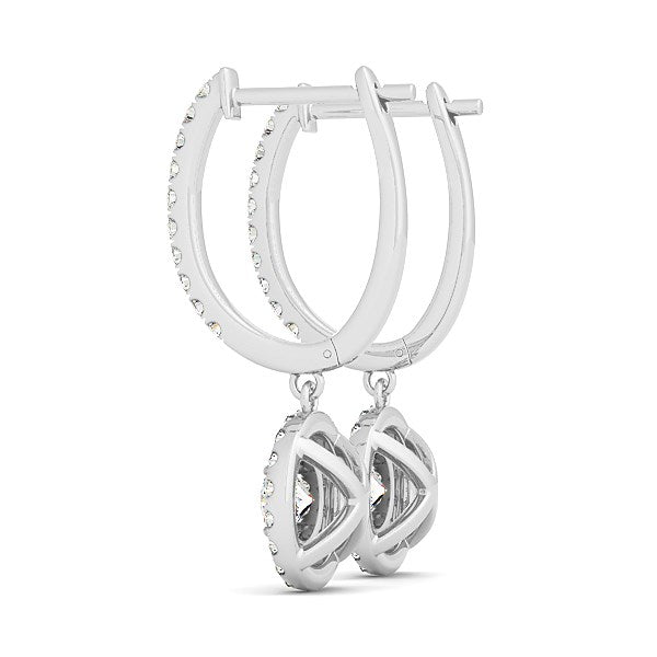 14k White Gold Double Halo Round Diamond Drop Earrings (1 cttw) Bids.com