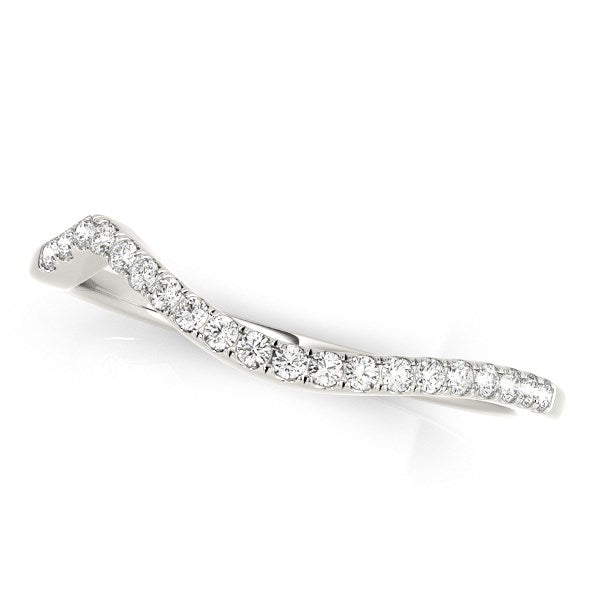 14k White Gold Modern Curved Diamond Wedding Band (1/8 cttw) Bids.com