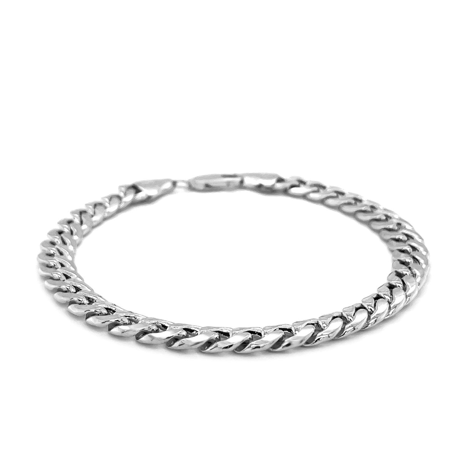 6.7mm 14k White Gold Miami Cuban Semi Solid Bracelet Bids.com