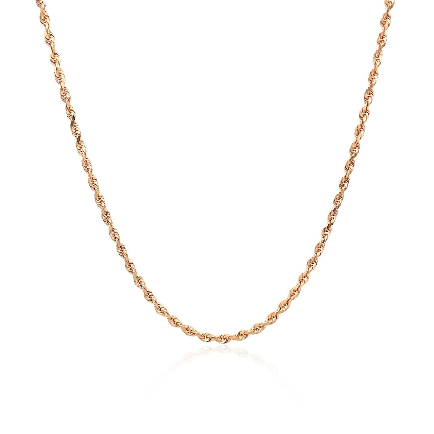 14k Rose Gold Solid Diamond Cut Rope Chain 1.5mm Bids.com