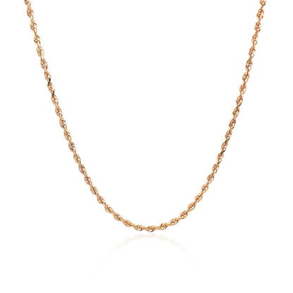 14k Rose Gold Solid Diamond Cut Rope Chain 1.5mm Bids.com
