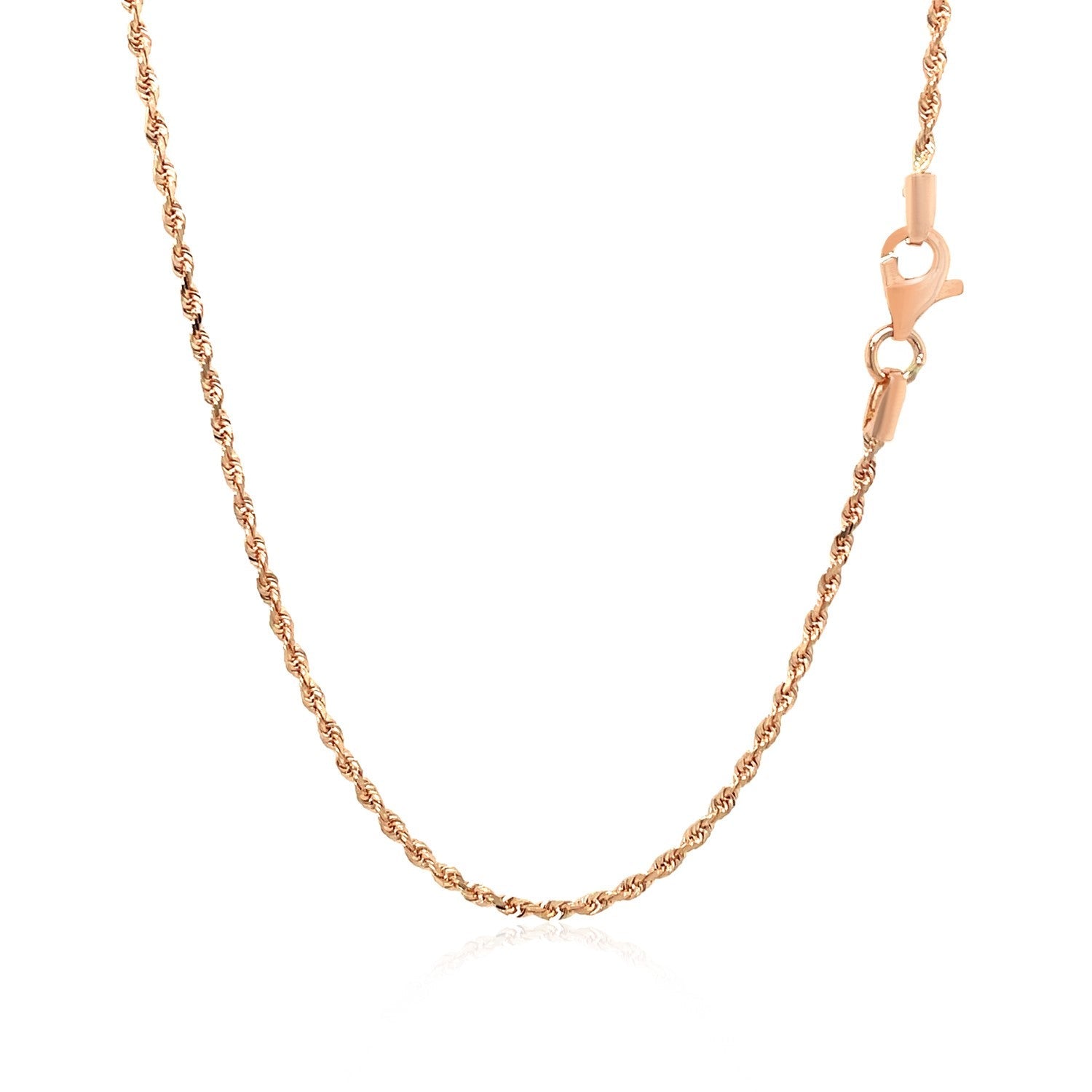 14k Rose Gold Solid Diamond Cut Rope Chain 1.5mm Bids.com