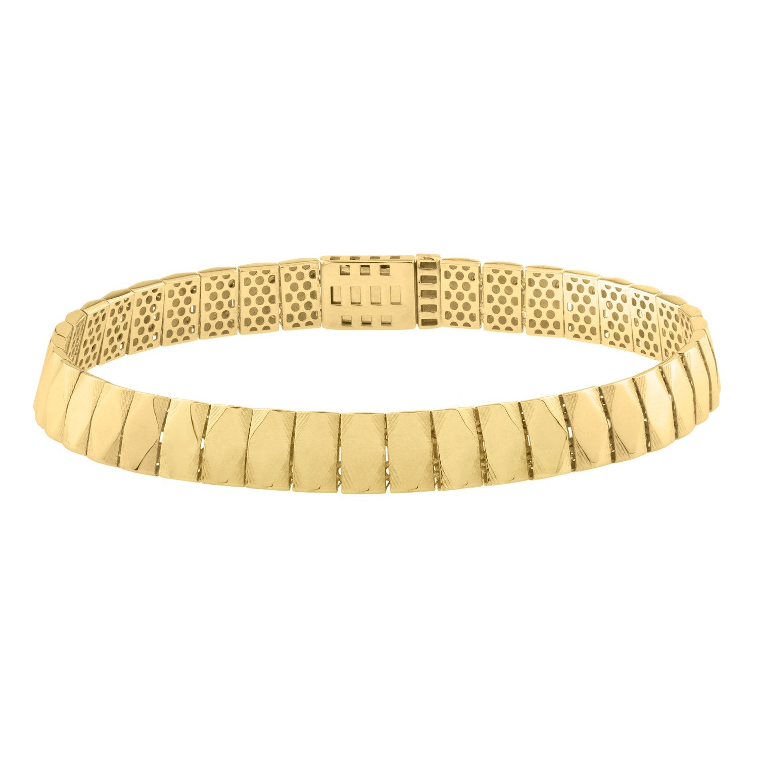 14k Yellow Gold Diamond Shaped Tile Length Bracelet (7.10 mm) Bids.com