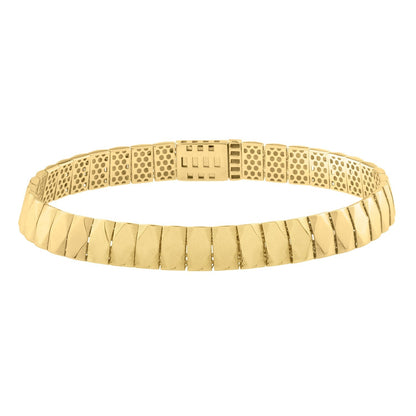 14k Yellow Gold Diamond Shaped Tile Length Bracelet (7.10 mm) Bids.com