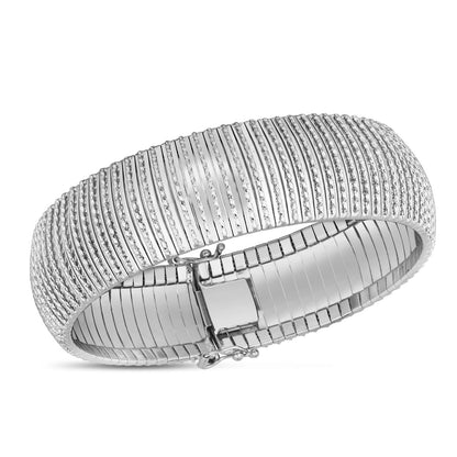 14k White Gold Bold Diamante Flex Bracelet (17.10 mm) Bids.com