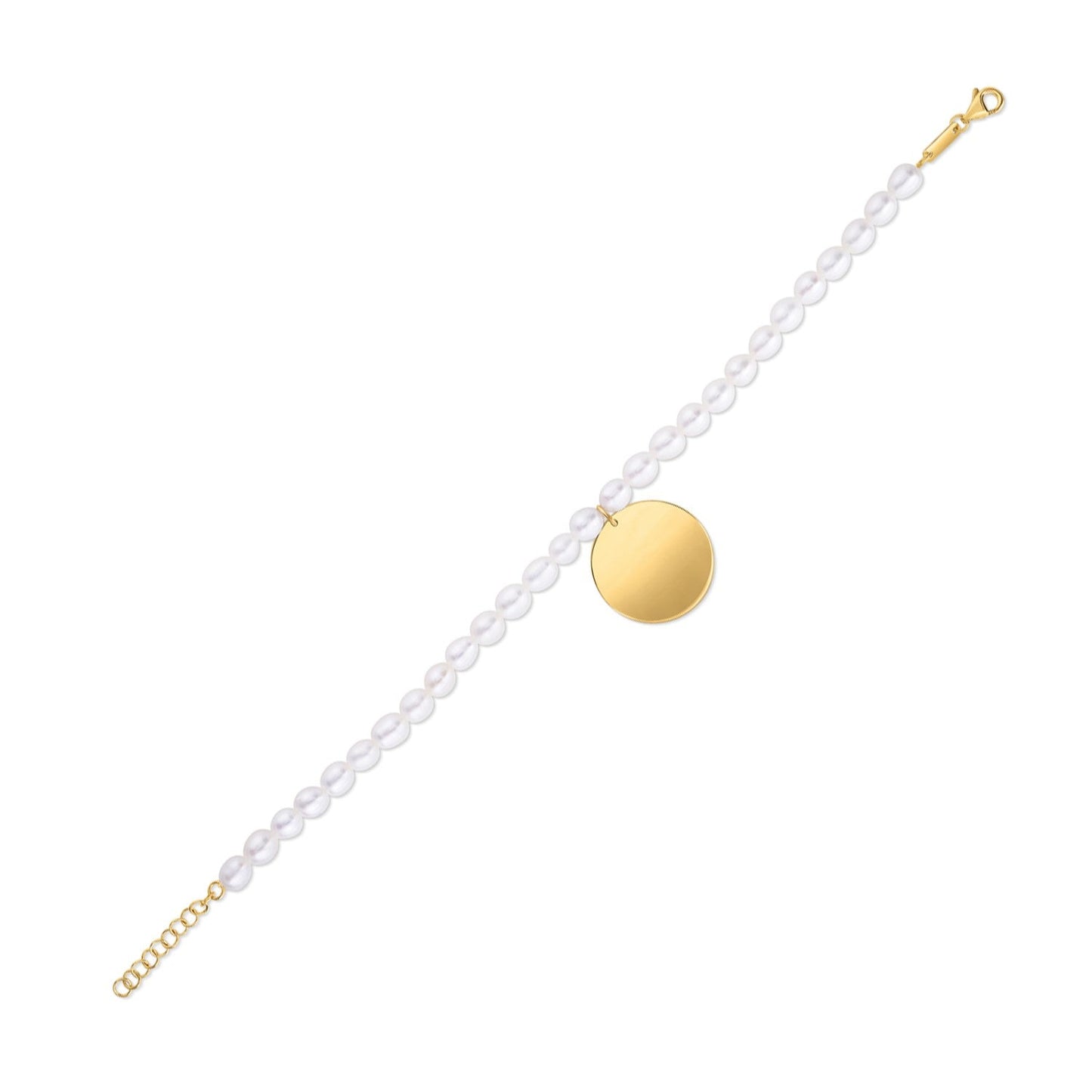 14k Yellow Gold Pearl Tag Charm Bracelet Bids.com