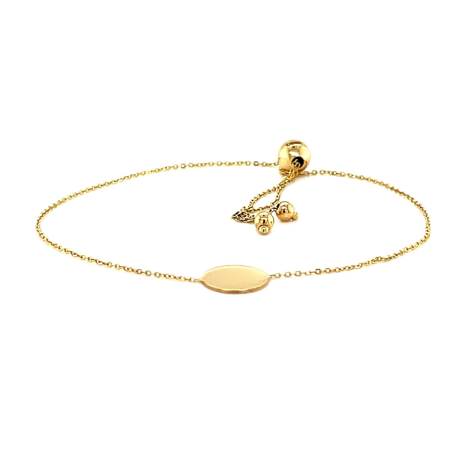Adjustable Bracelet with Shiny Circle in 14k Yellow Gold Bids.com