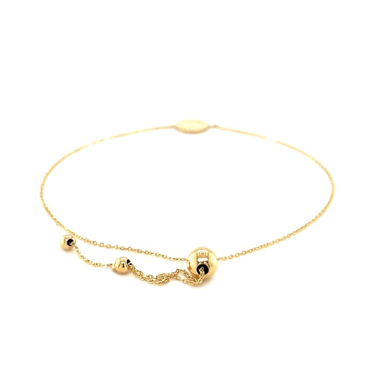 Adjustable Bracelet with Shiny Circle in 14k Yellow Gold Bids.com