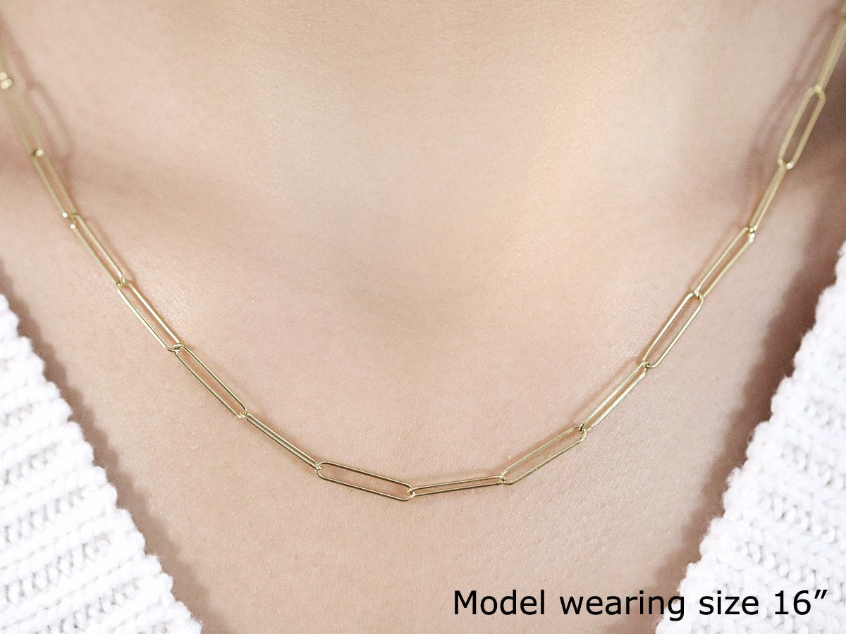 14k Yellow Gold Wire Paperclip Chain (2.7mm) Bids.com