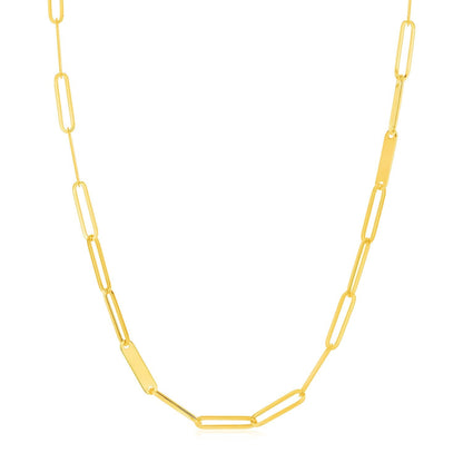 14k Yellow Gold Alternating Paperclip Chain Link and Gold Bar Necklace Bids.com