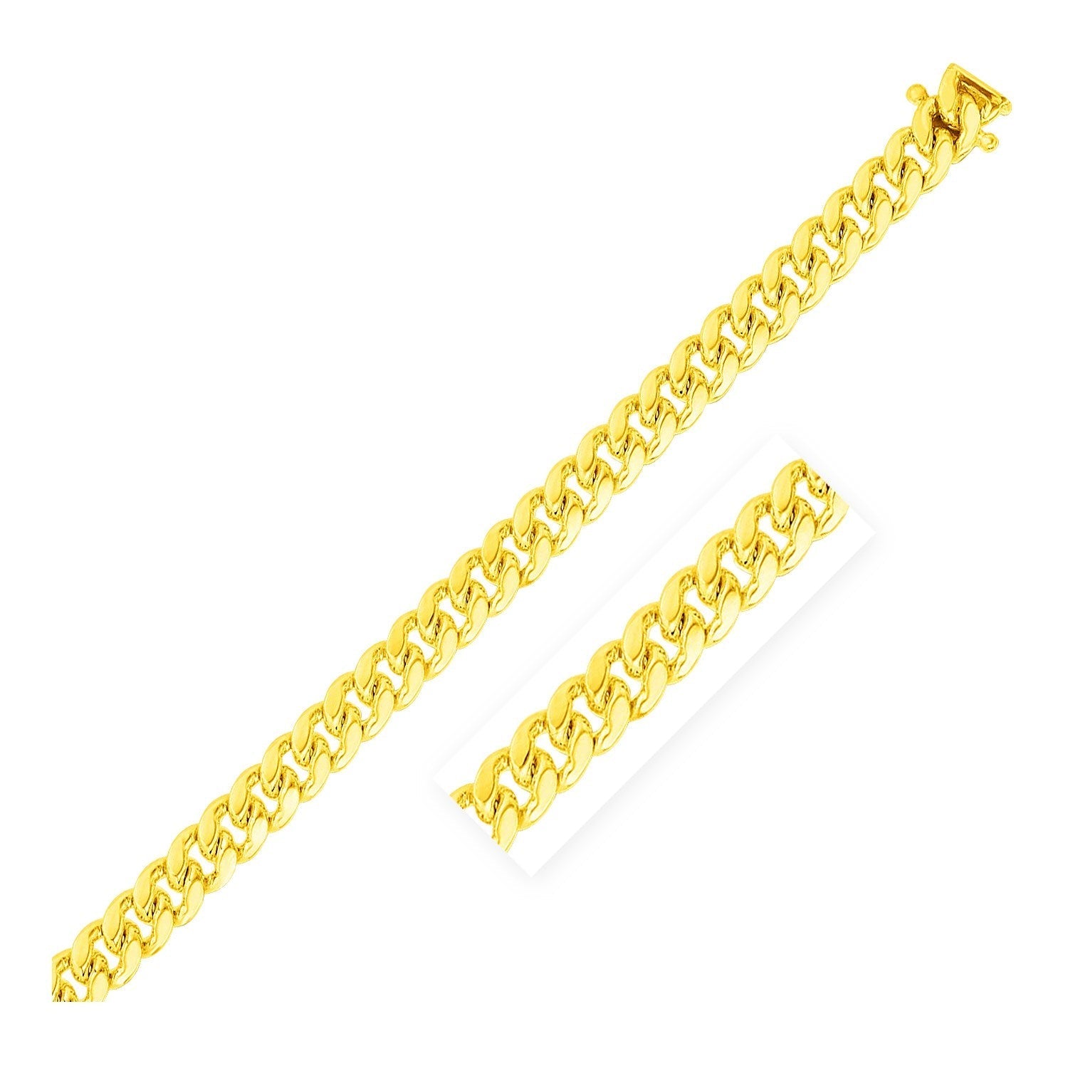 7.0mm 14k Yellow Gold Classic Miami Cuban Solid Bracelet Bids.com