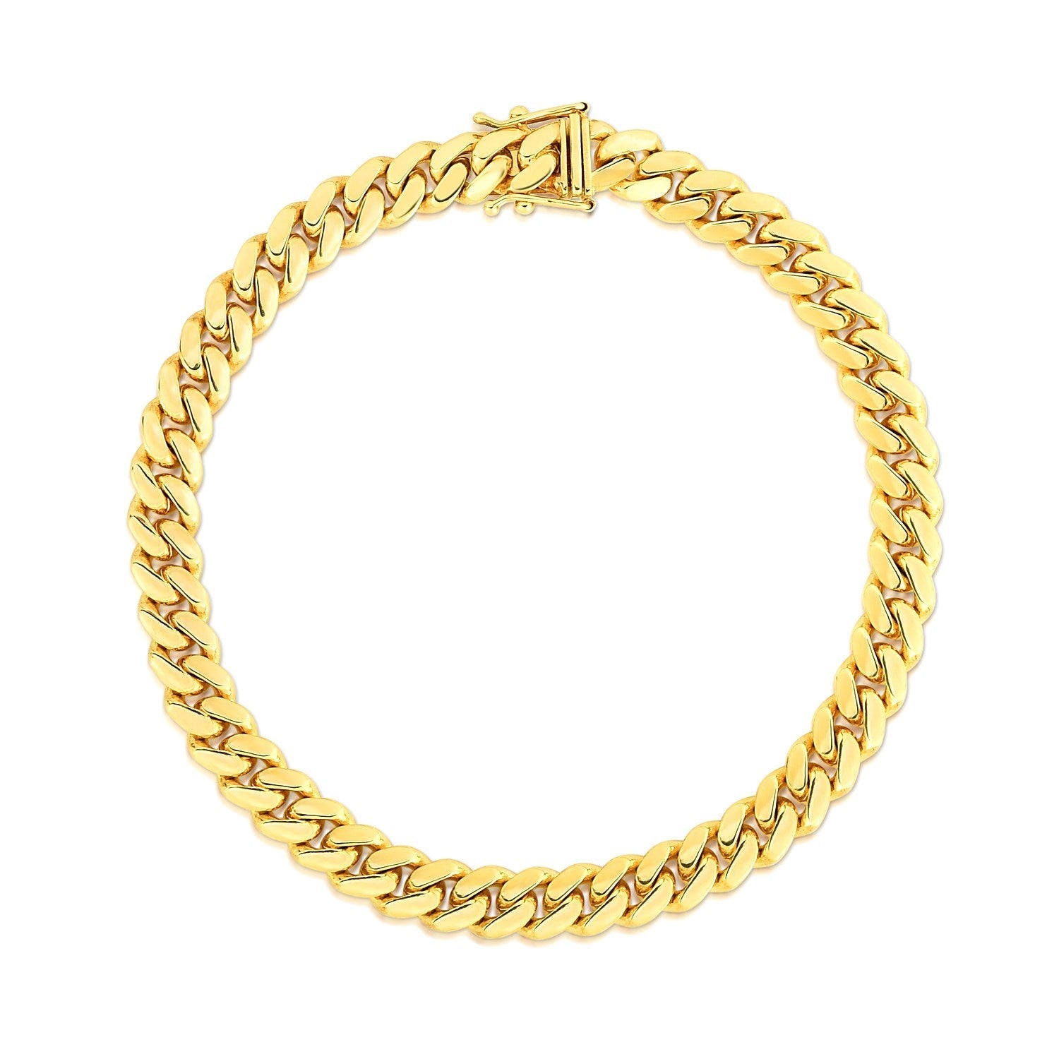 7.0mm 14k Yellow Gold Classic Miami Cuban Solid Bracelet Bids.com