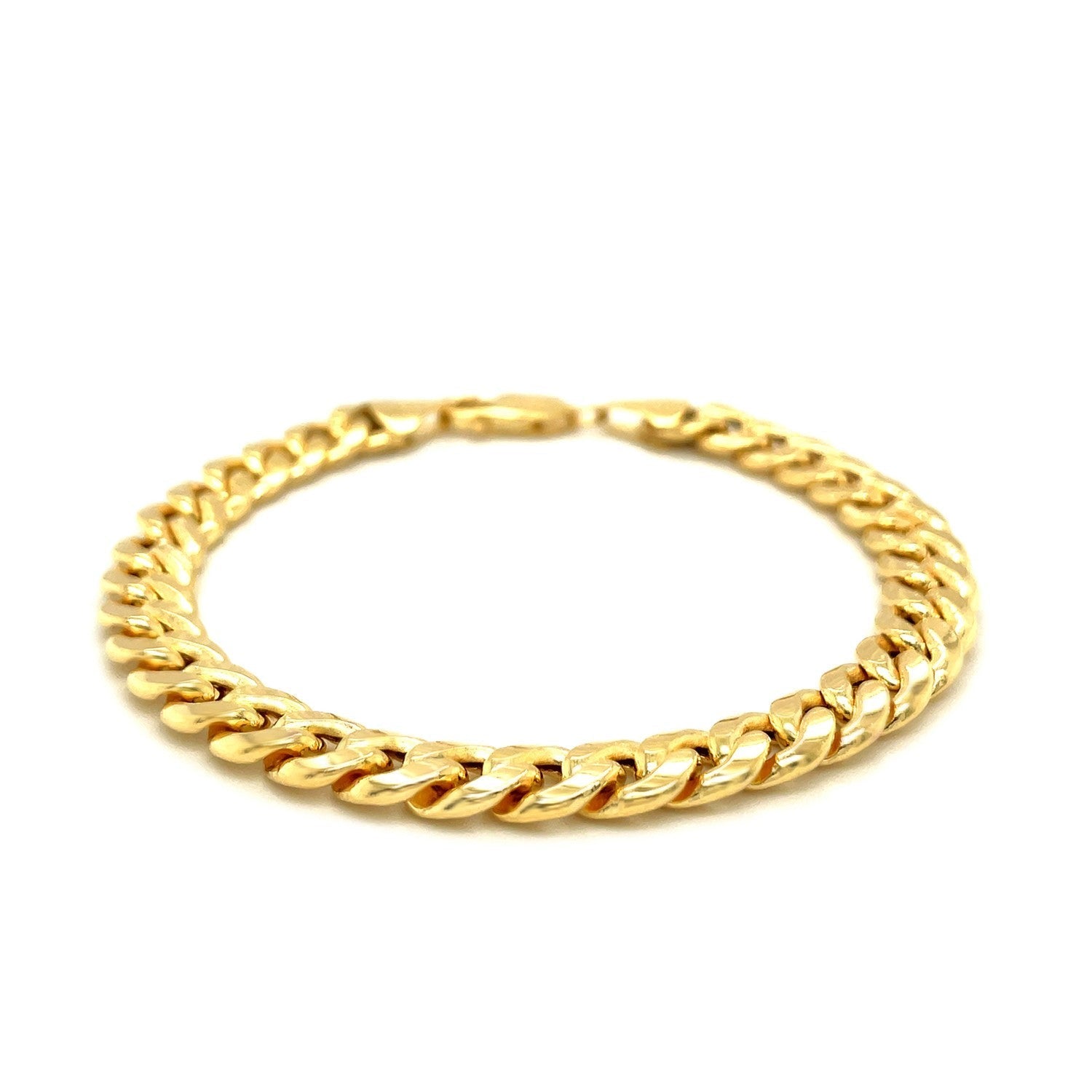 7.8mm 14k Yellow Gold Miami Cuban Semi Solid Bracelet Bids.com