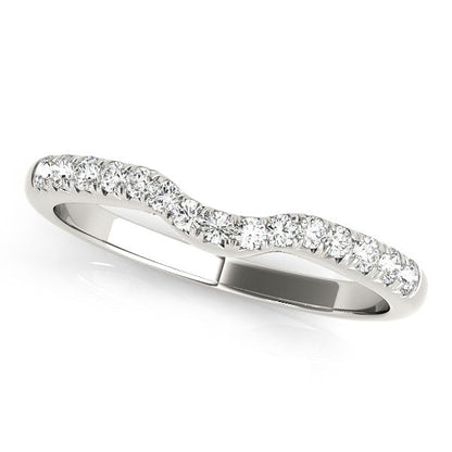 14k White Gold Pave Set Curved Diamond Wedding Band (1/5 cttw) Bids.com