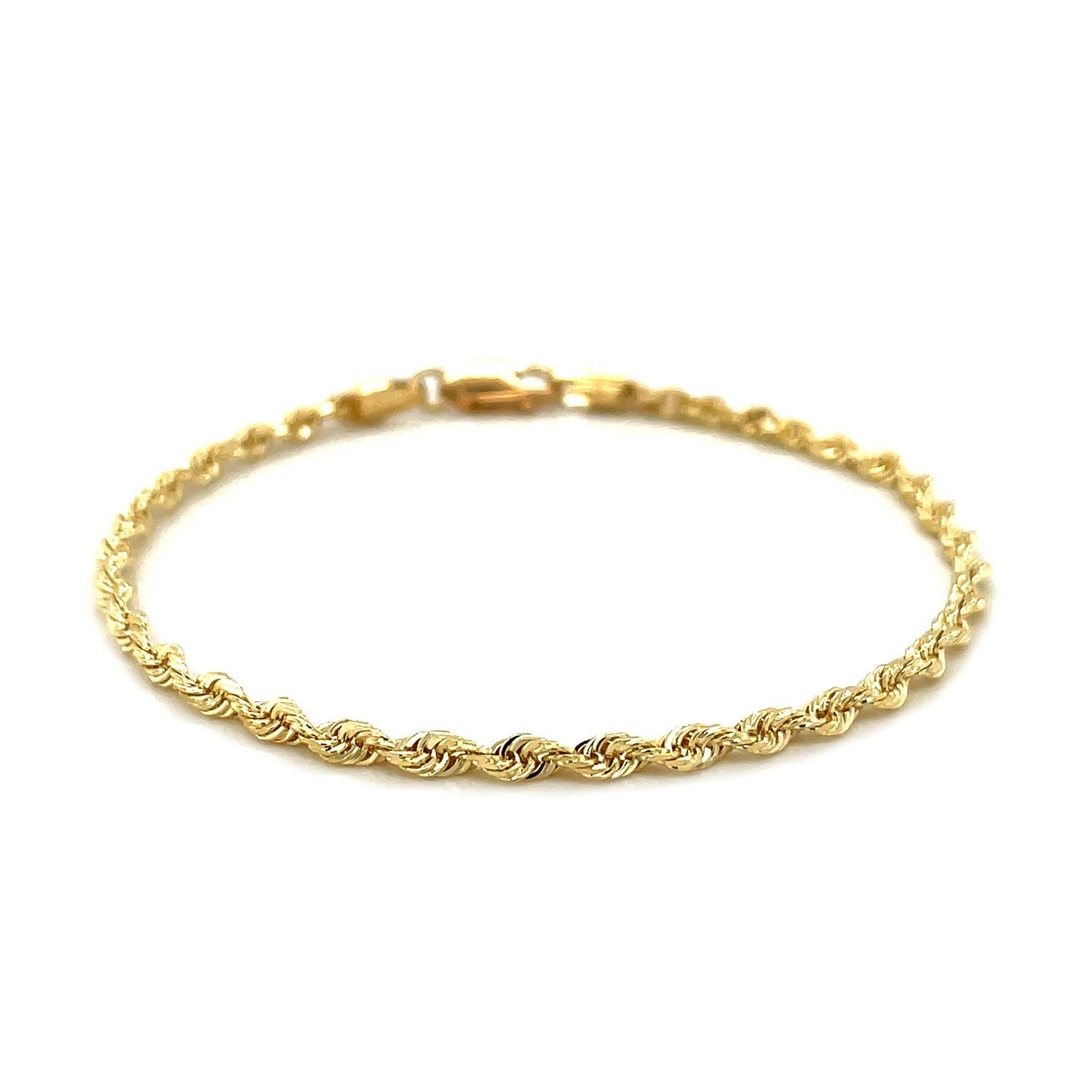 2.75mm 10k Yellow Gold Solid Diamond Cut Rope Bracelet Bids.com