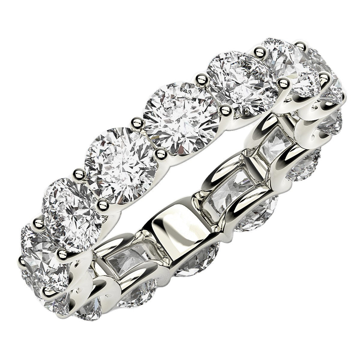 Round Cut Lab Grown Diamond Eternity Ring in 14k White Gold (6 cttw FG/VS2) Bids.com