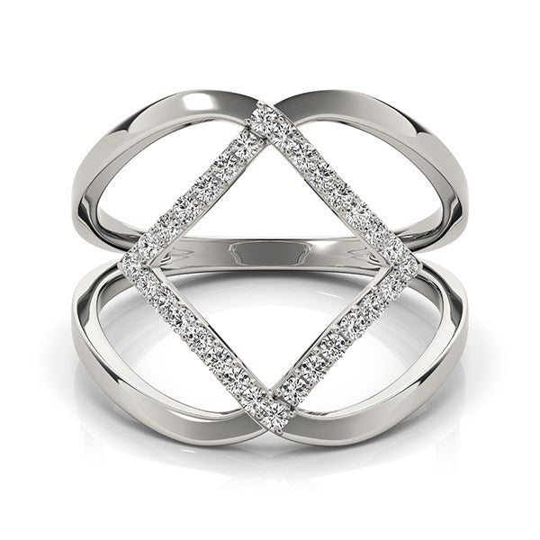 14k White Gold Interlaced Design Diamond Ring (1/5 cttw) Bids.com