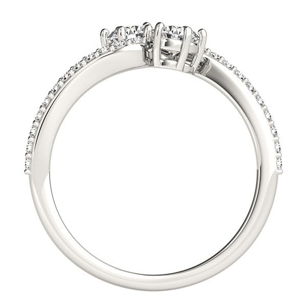 Curved Band Two Stone Diamond Ring in 14k White Gold (3/4 cttw) Bids.com