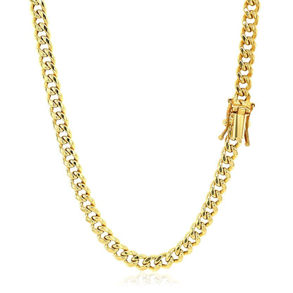 4.5mm 14k Yellow Gold Semi Solid Miami Cuban Chain Bids.com