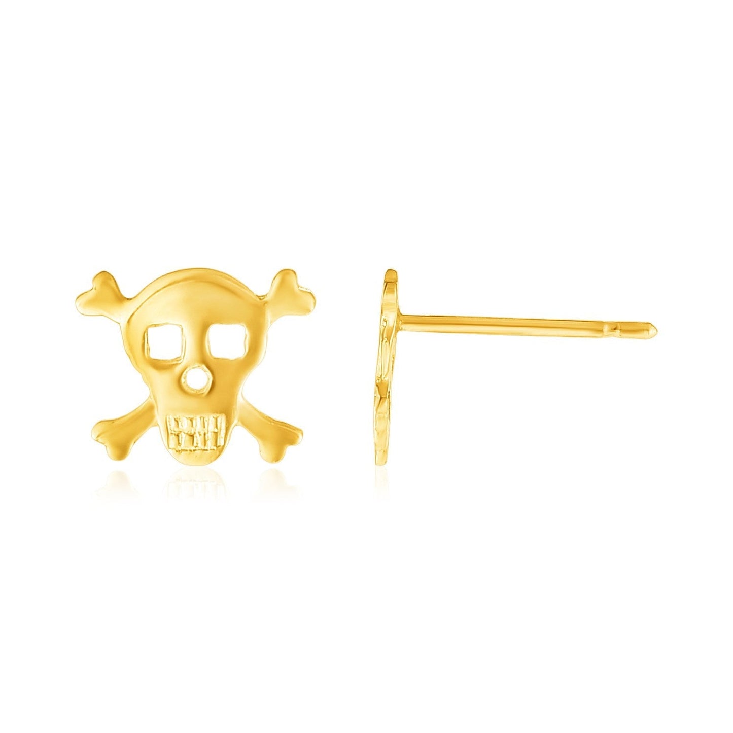 14K Yellow Gold Skull and Crossbones Post Earrings Bids.com