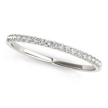 14k White Gold Pave Set Style Round Diamond Wedding Ring (1/8 cttw) Bids.com
