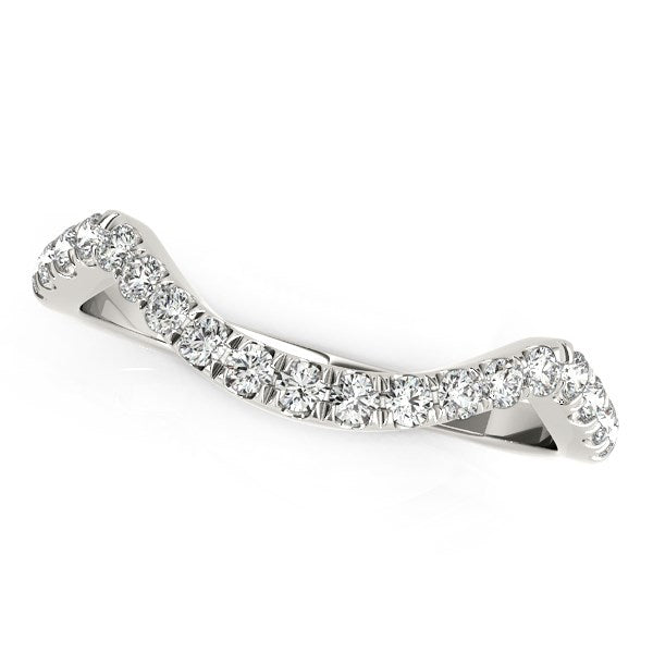14k White Gold Modern Curved Style Pave Diamond Wedding Band (1/5 cttw) Bids.com