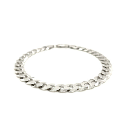 Rhodium Plated 7.9mm Sterling Silver Curb Style Bracelet Bids.com