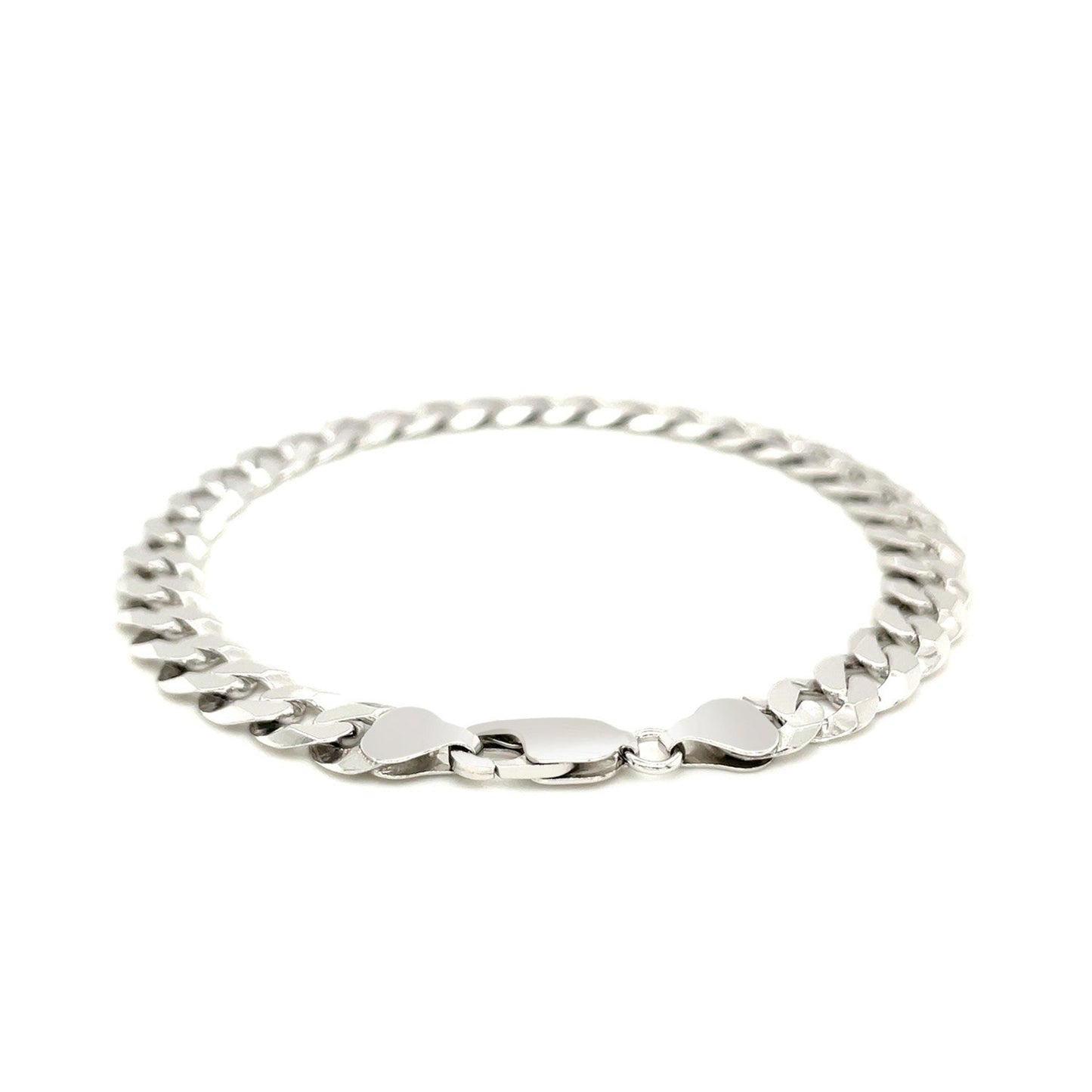 Rhodium Plated 7.9mm Sterling Silver Curb Style Bracelet Bids.com