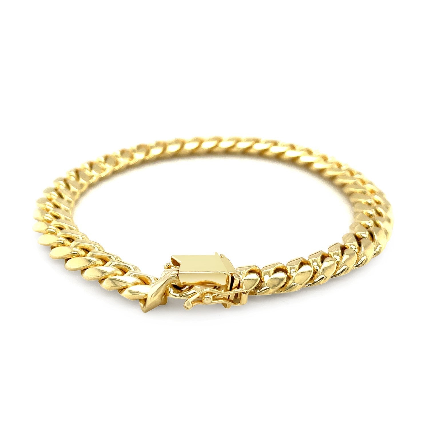 8.25mm 14k Yellow Gold Classic Miami Cuban Solid Bracelet Bids.com