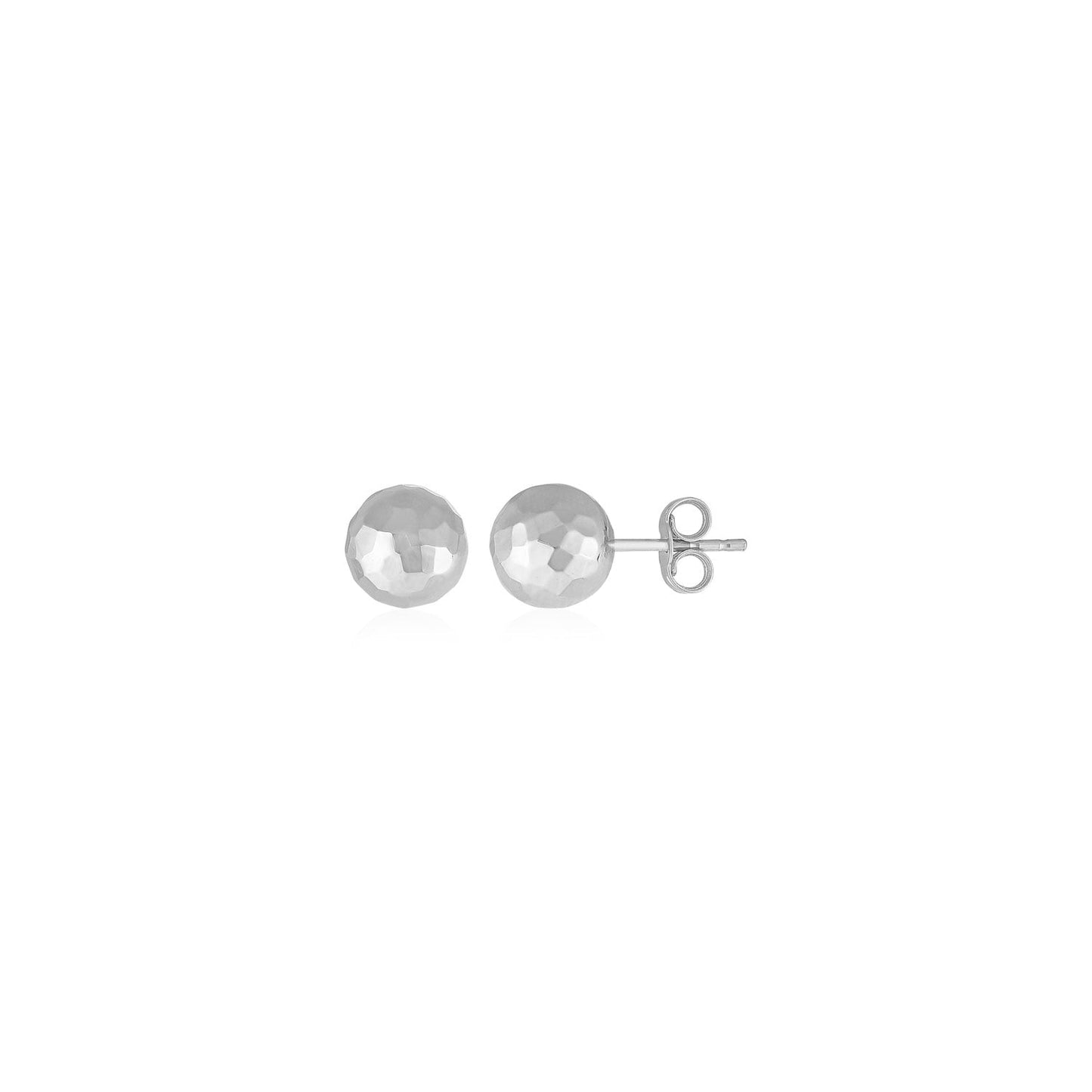 14k White Gold Ball Earrings with Faceted Texture Bids.com