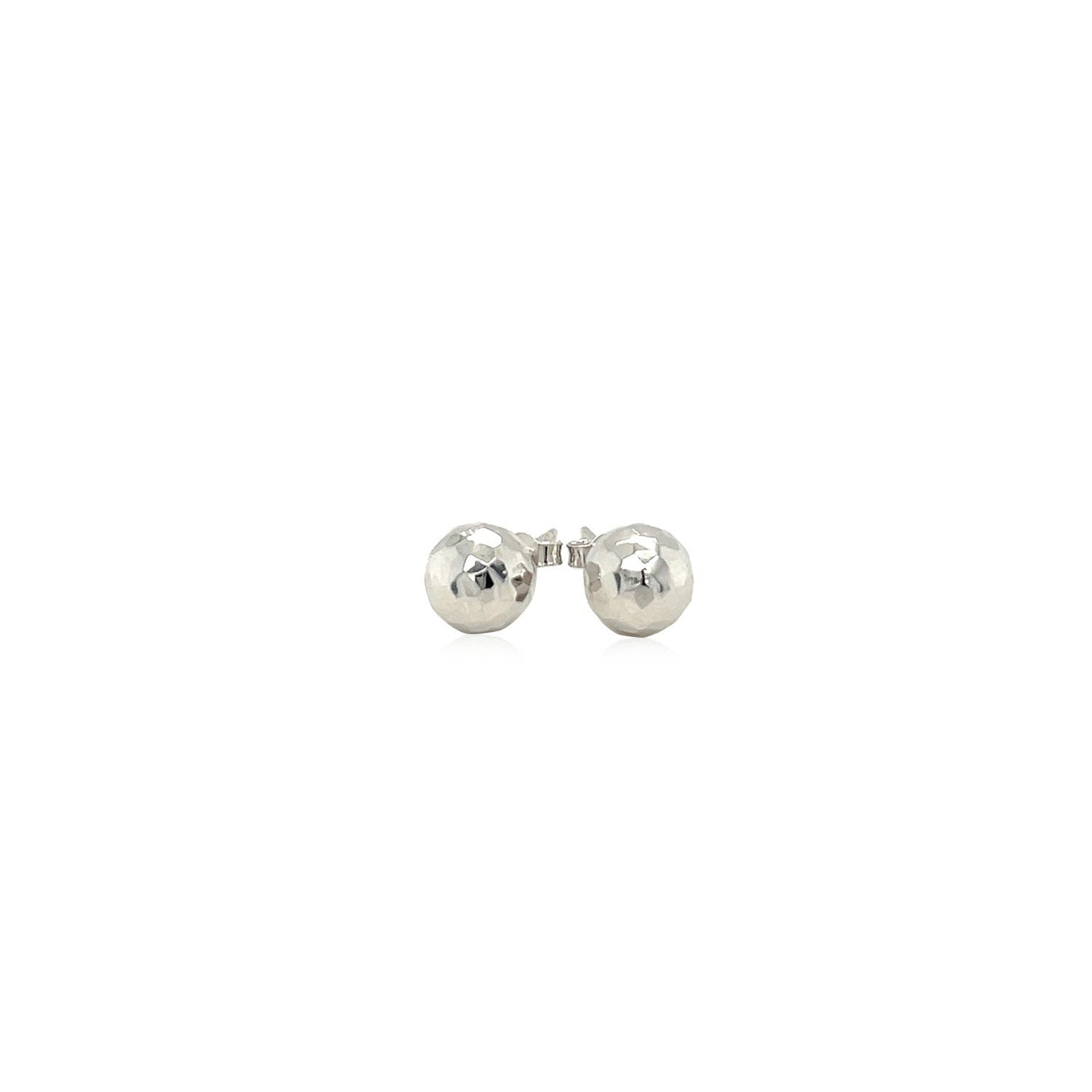 14k White Gold Ball Earrings with Faceted Texture Bids.com
