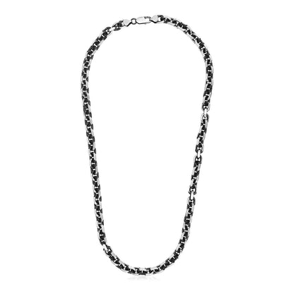 Sterling Silver Gunmetal Finish Oval Link Necklace Bids.com