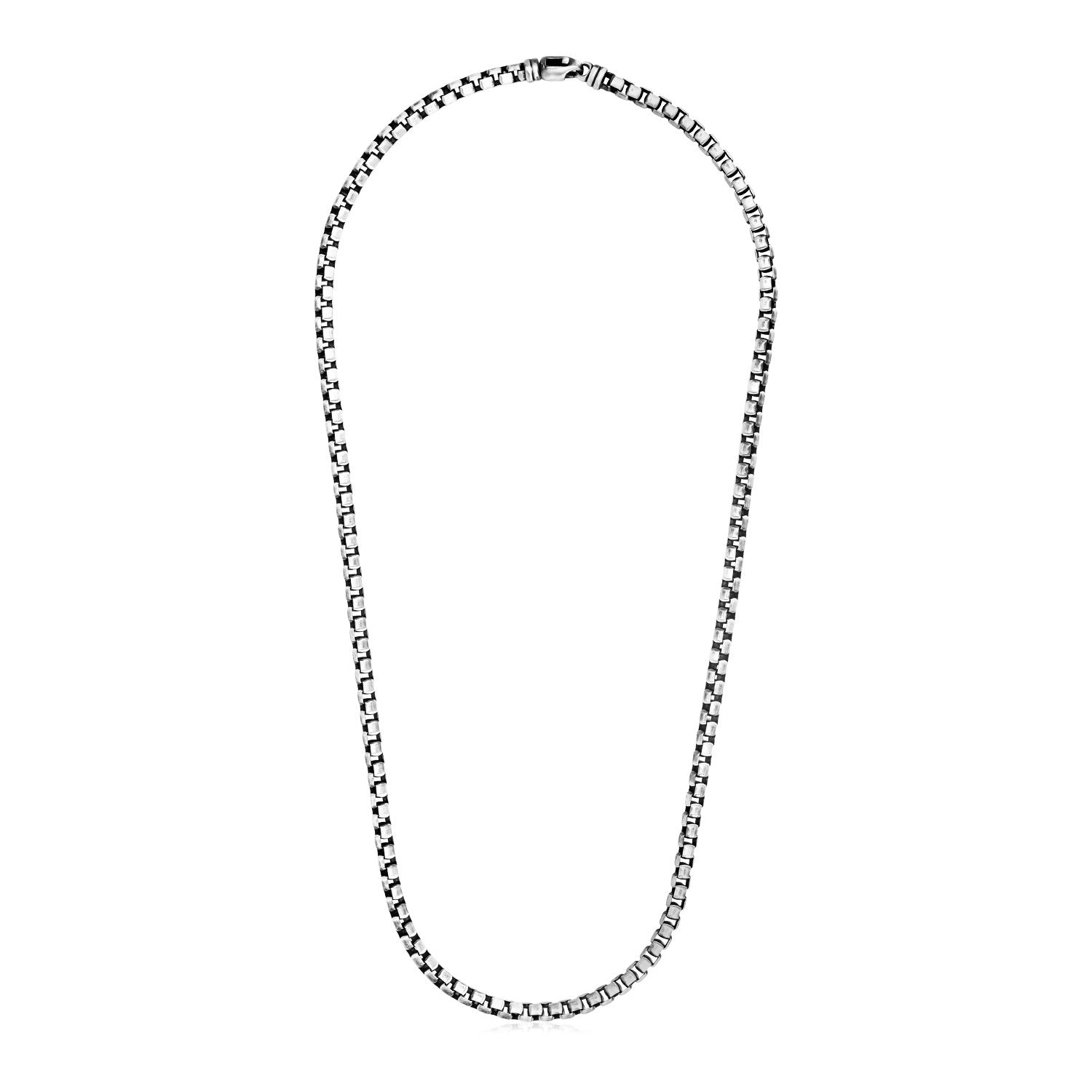 Sterling Silver Gunmetal Finish Round Box Chain Necklace Bids.com