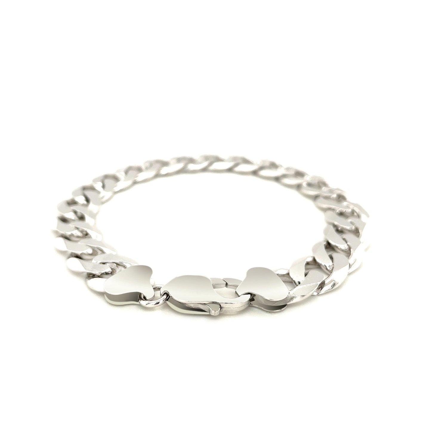 Rhodium Plated 11.6mm Sterling Silver Curb Style Bracelet Bids.com