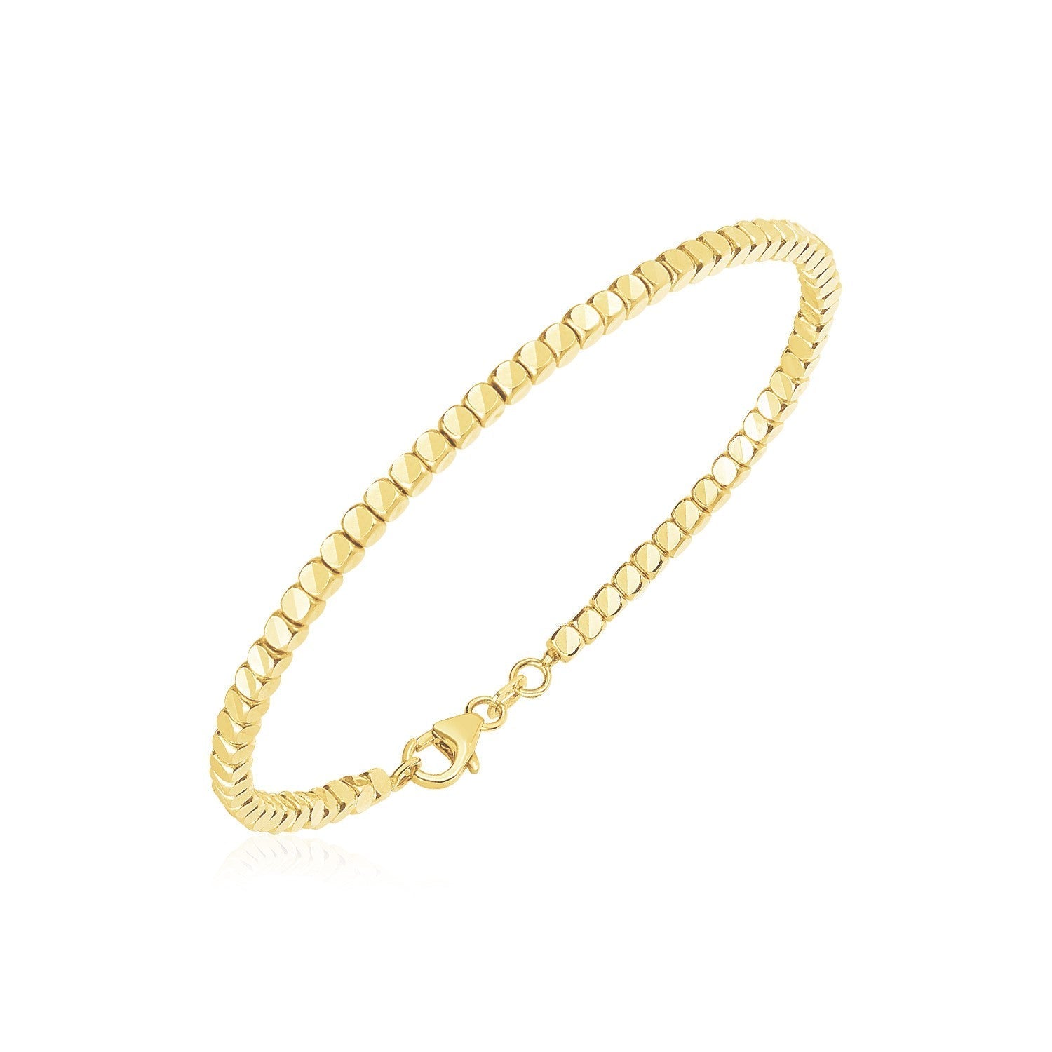 14k Yellow Gold High Polish Bead Cuff Bangle Bids.com