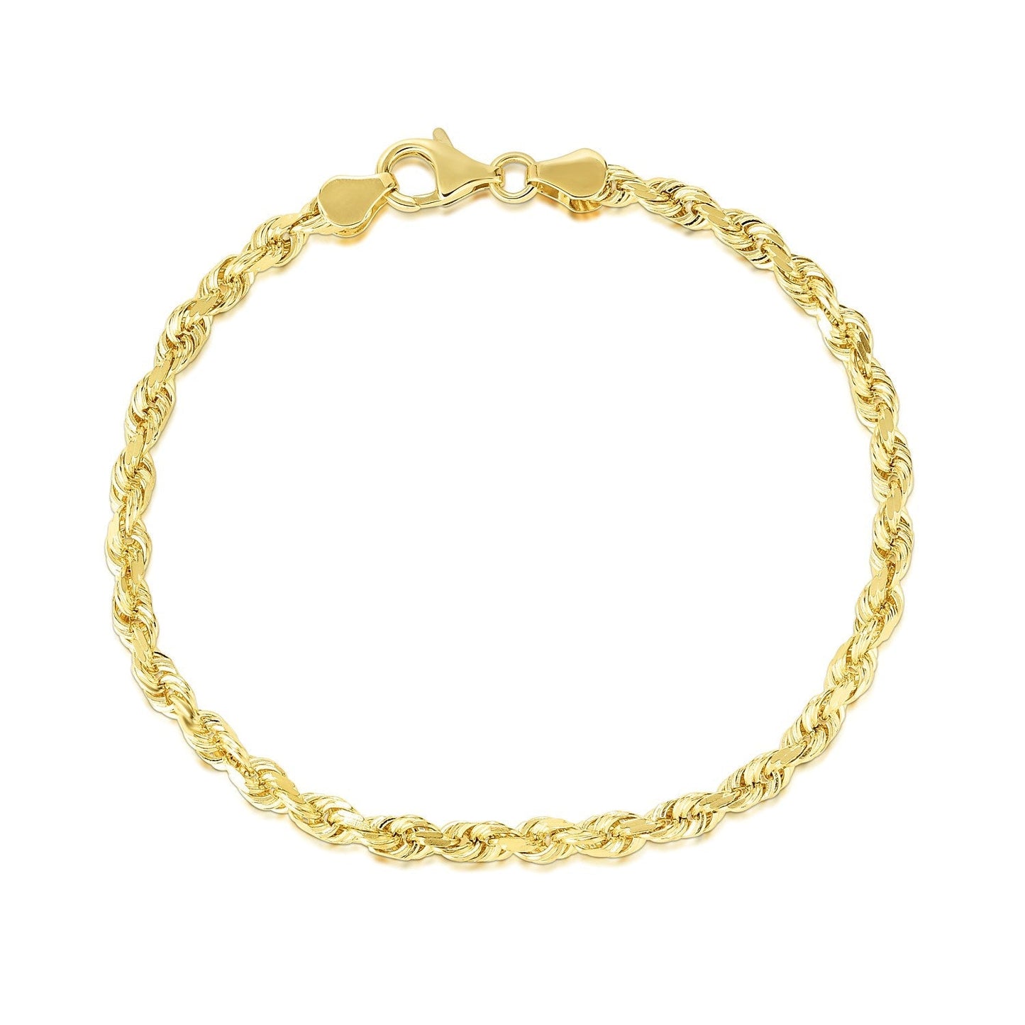 5.0mm 10k Yellow Gold Solid Diamond Cut Rope Bracelet Bids.com