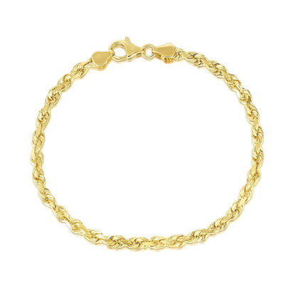 5.0mm 10k Yellow Gold Solid Diamond Cut Rope Bracelet Bids.com