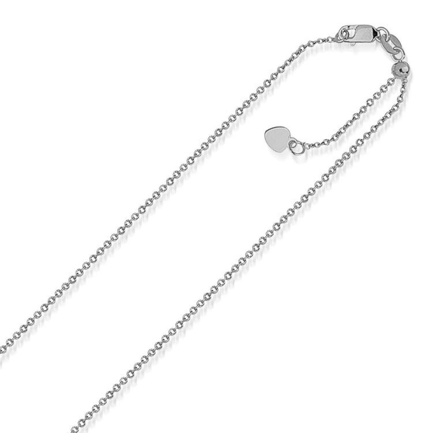 14k White Gold Singapore Style Adjustable Chain (1.1 mm) Bids.com