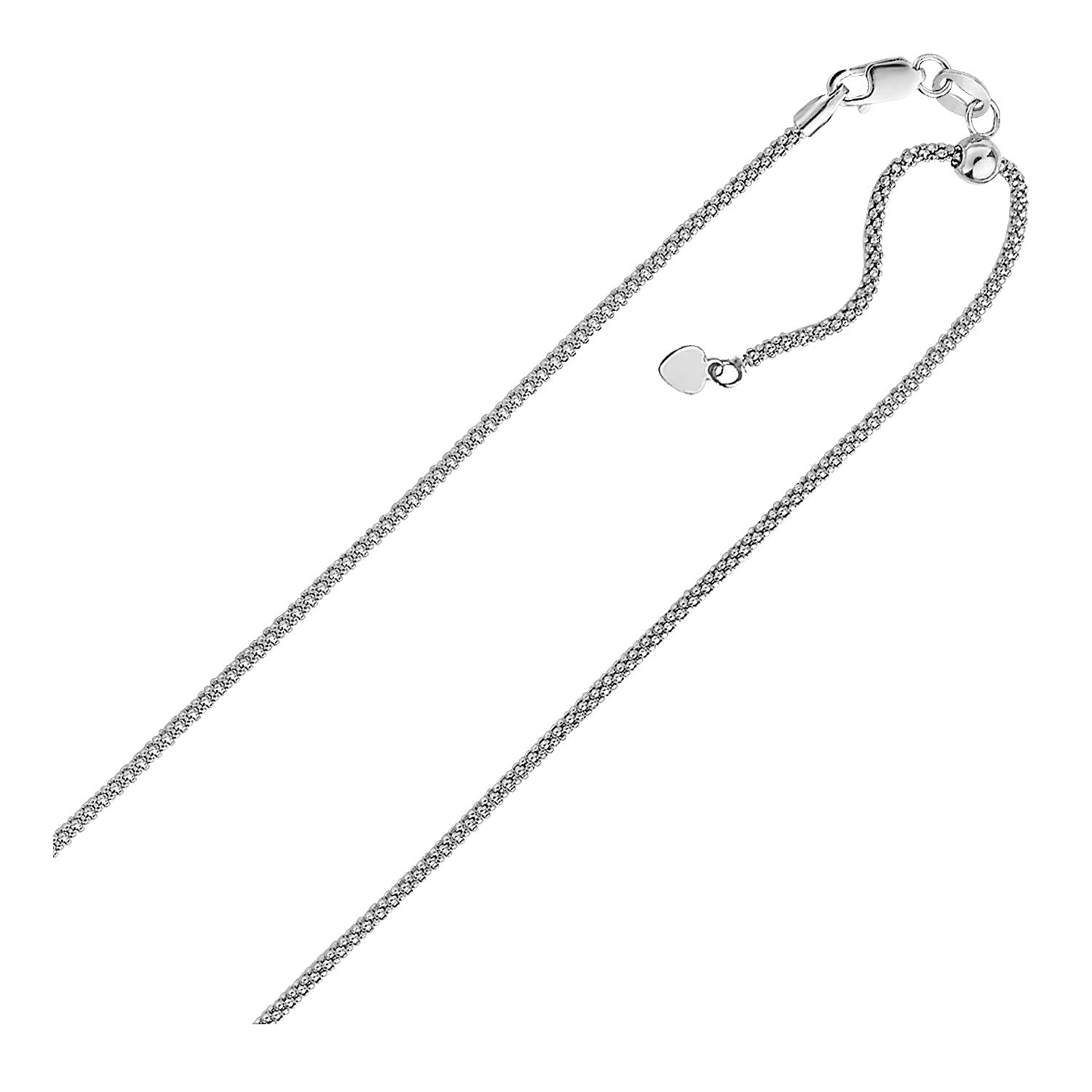 Sterling Silver 0.8mm Adjustable Popcorn Chain Bids.com