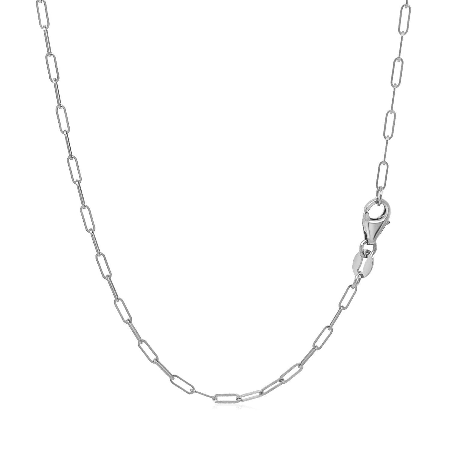 14K White Gold Fine Paperclip Chain (1.5mm) Bids.com